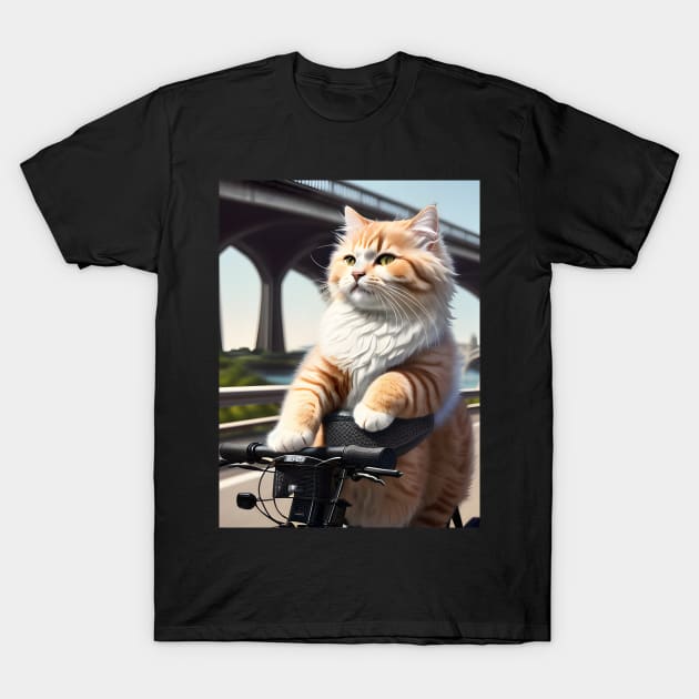 Cat on a Bicycle T-Shirt by Ai-michiart
